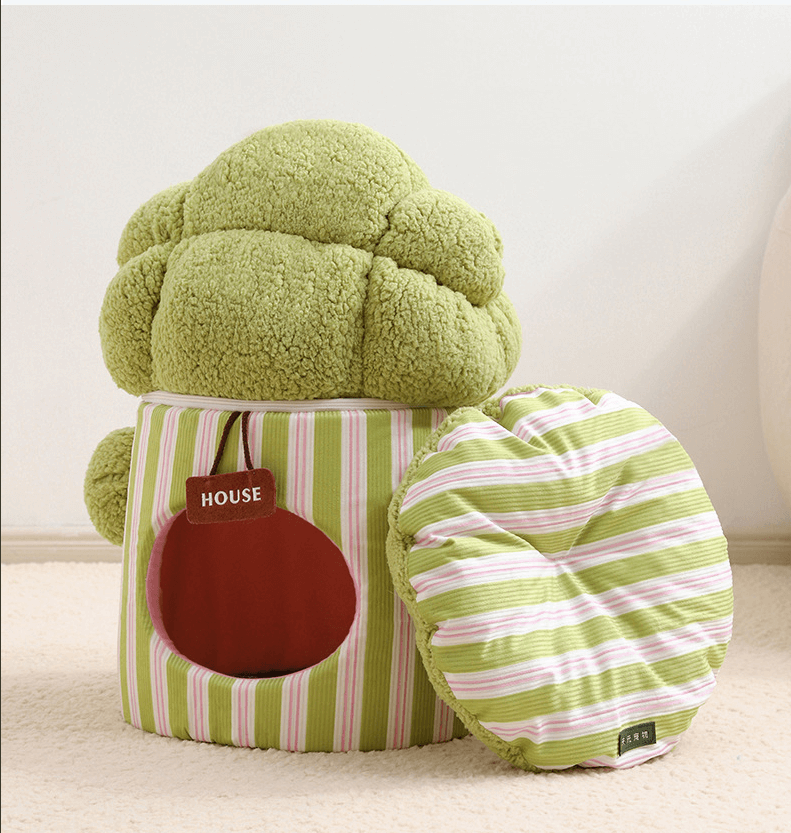 Cauliflower Pet Bed for Cats - Soft Bubble Fleece & Waterproof Base