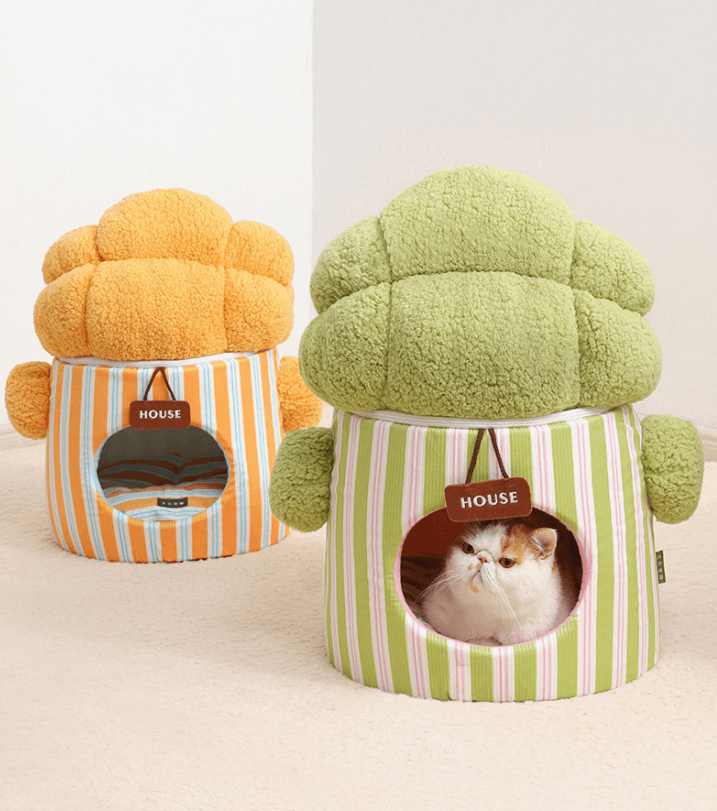 Cauliflower Pet Bed for Cats - Soft Bubble Fleece & Waterproof Base