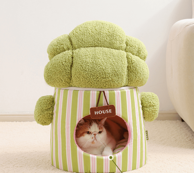 Cauliflower Pet Bed for Cats - Soft Bubble Fleece & Waterproof Base