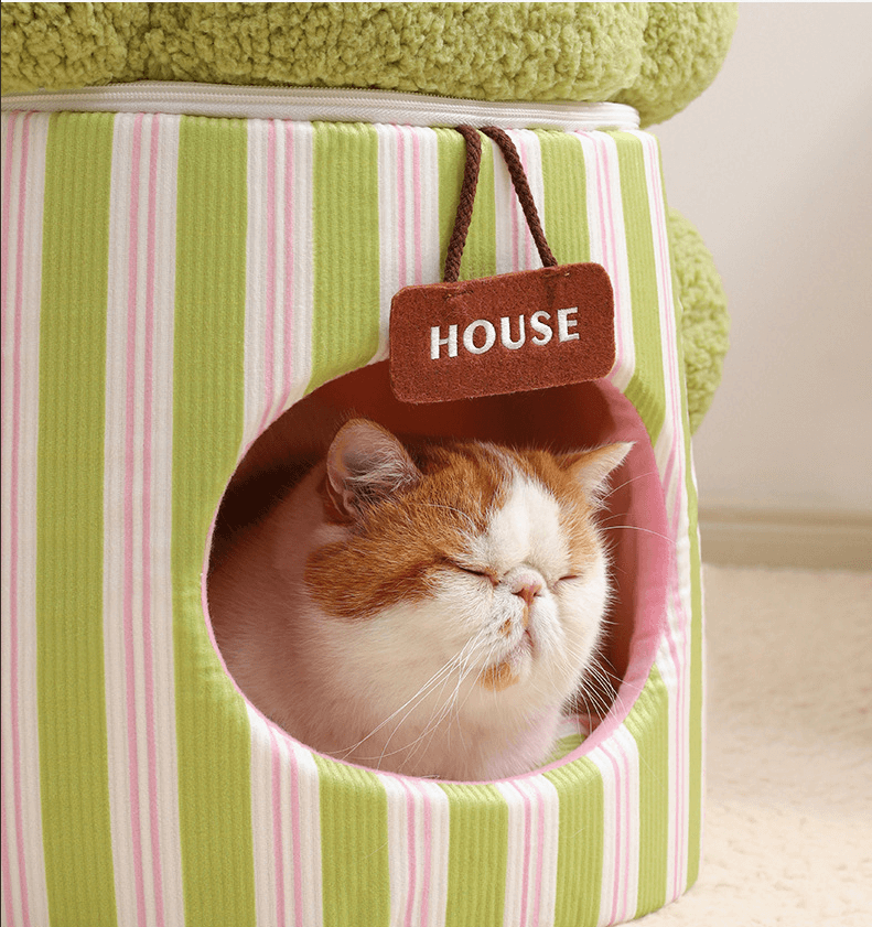 Cauliflower Pet Bed for Cats - Soft Bubble Fleece & Waterproof Base