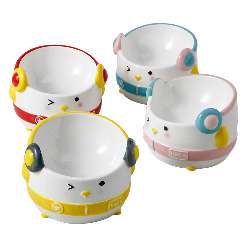 Penguin Ear Cat Bowl - Stylish Ceramic Feeding Solution