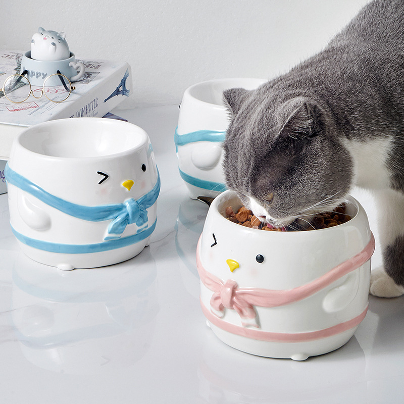 Penguin Ear Cat Bowl - Stylish Ceramic Feeding Solution
