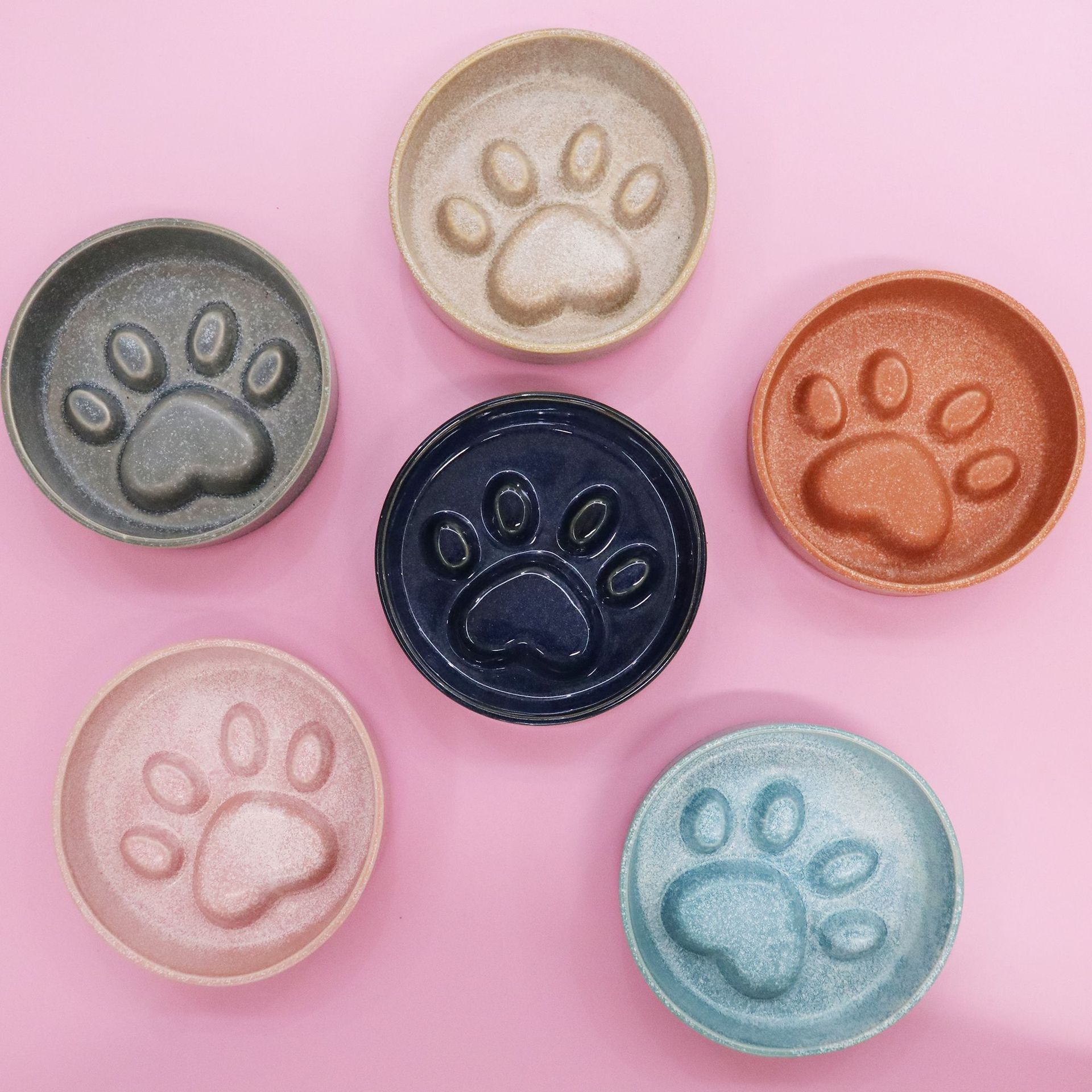 Paw Print Ceramic Cat Bowl - Durable and Stylish Feeding Solution for Pets