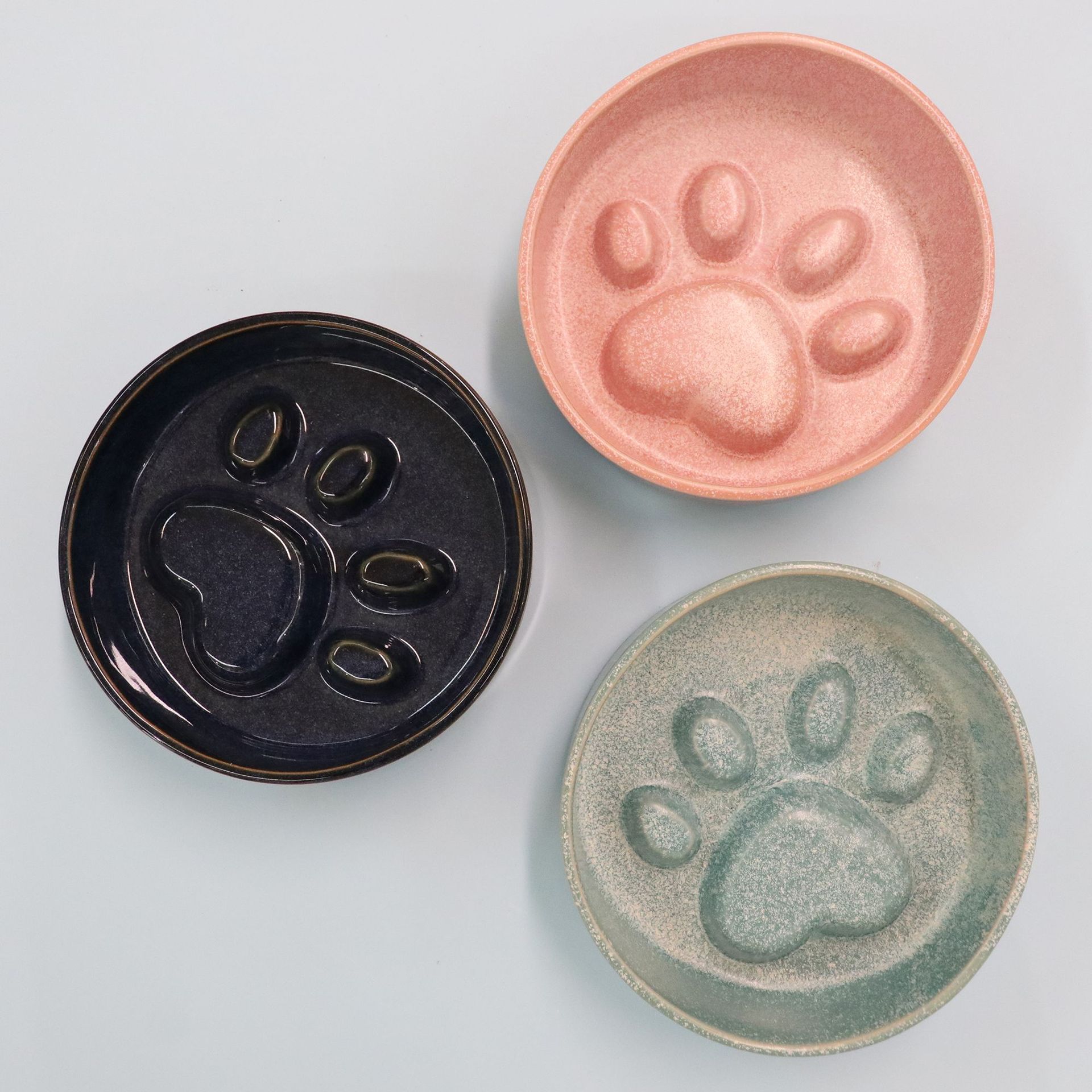 Paw Print Ceramic Cat Bowl - Durable and Stylish Feeding Solution for Pets