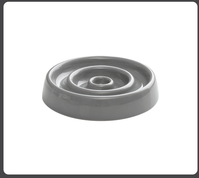 Circle Slow Feeder Cat Bowl - Elegant Ceramic and Oak Feeding Solution